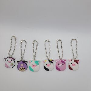 Squishmallow cow keychain lot